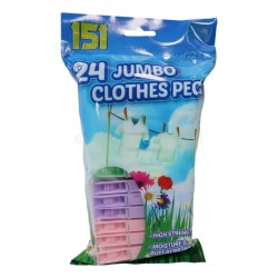 151 Plastic Clothes Pegs Jumbo Size 24 Pack